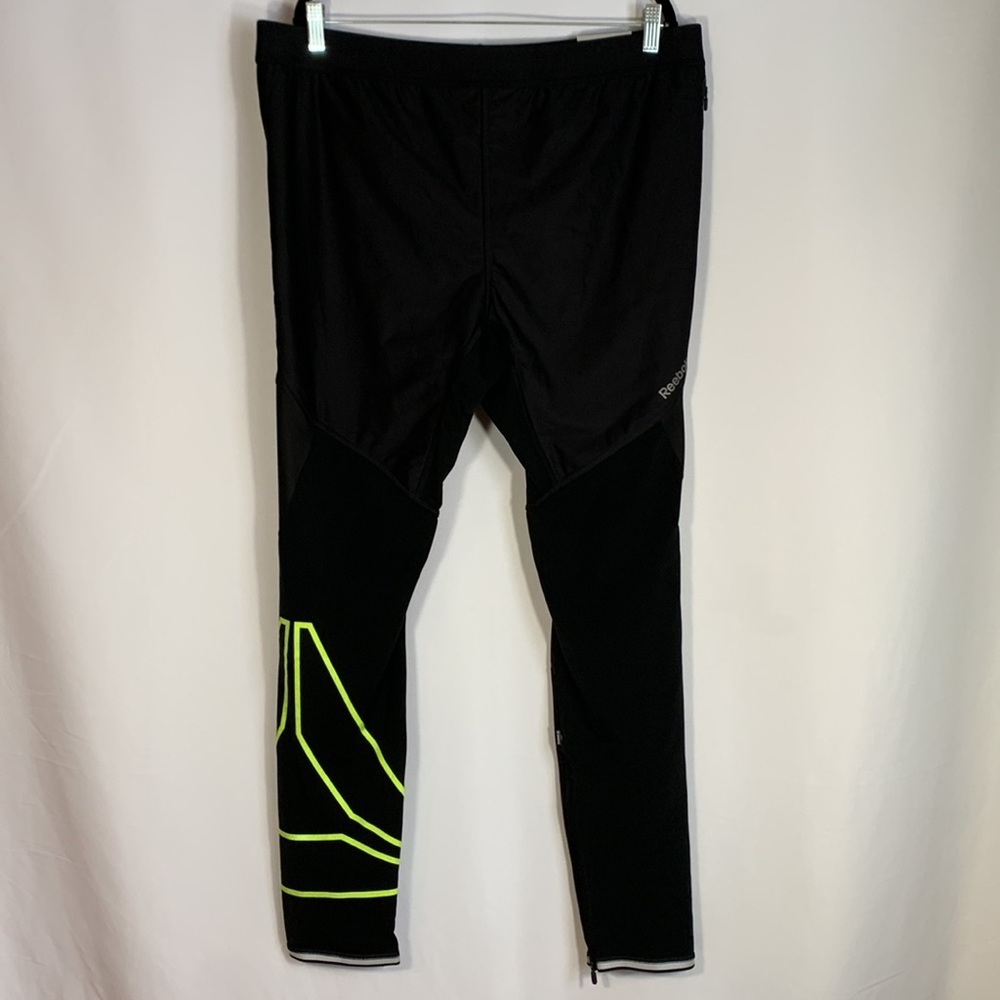 Reebok Run Black Reflective Fitted Leggings NWT
